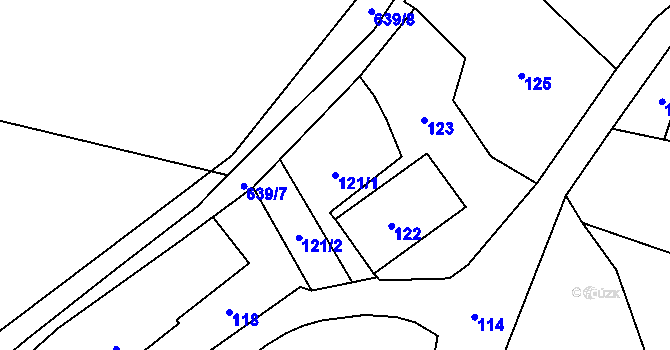 Parcela st. 121/1 v KÚ Děhylov, Katastrální mapa
