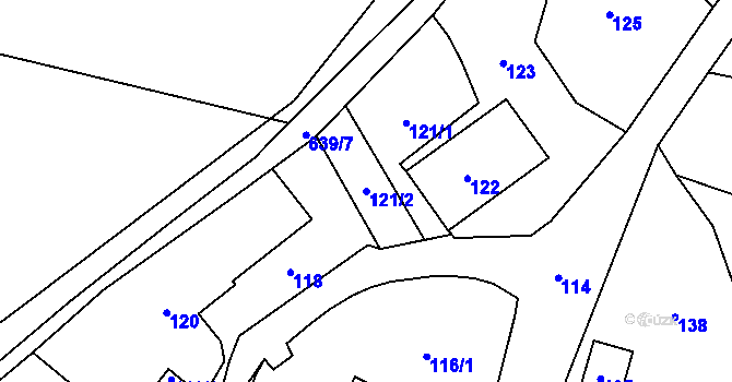 Parcela st. 121/2 v KÚ Děhylov, Katastrální mapa