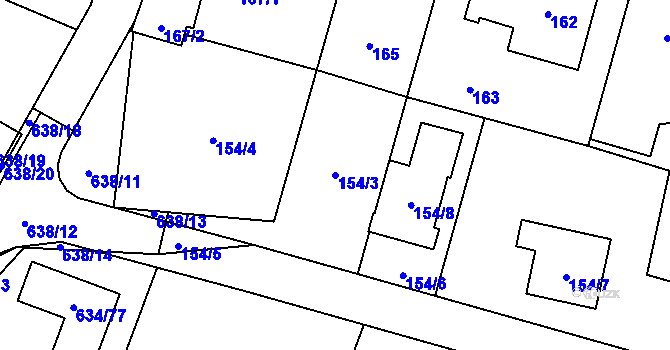 Parcela st. 154/3 v KÚ Děhylov, Katastrální mapa
