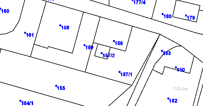 Parcela st. 157/2 v KÚ Děhylov, Katastrální mapa