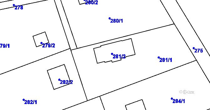 Parcela st. 281/2 v KÚ Děhylov, Katastrální mapa