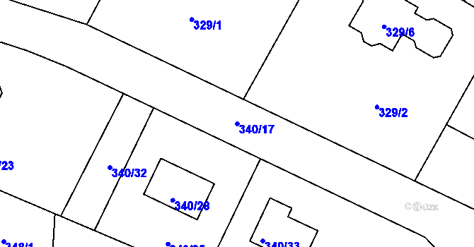 Parcela st. 340/17 v KÚ Děhylov, Katastrální mapa