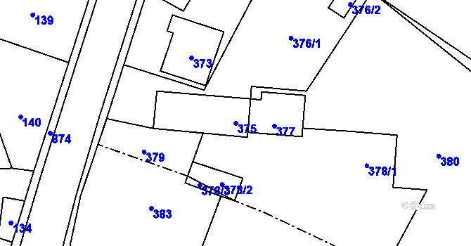 Parcela st. 375 v KÚ Děhylov, Katastrální mapa