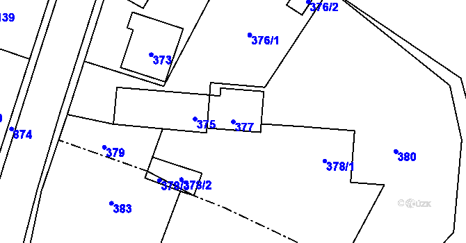 Parcela st. 377 v KÚ Děhylov, Katastrální mapa