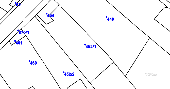 Parcela st. 452/1 v KÚ Děhylov, Katastrální mapa