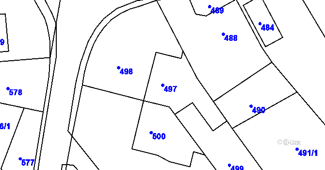 Parcela st. 497 v KÚ Děhylov, Katastrální mapa