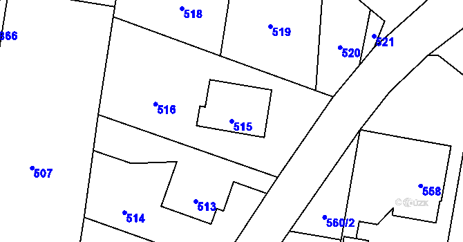 Parcela st. 515 v KÚ Děhylov, Katastrální mapa