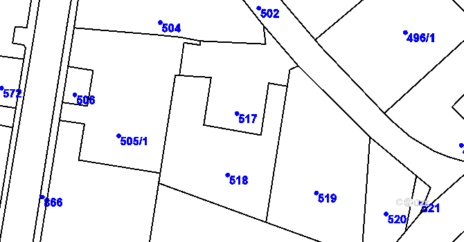 Parcela st. 517 v KÚ Děhylov, Katastrální mapa