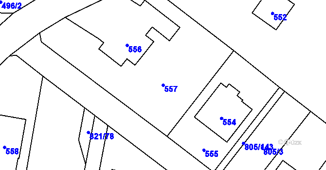 Parcela st. 557 v KÚ Děhylov, Katastrální mapa