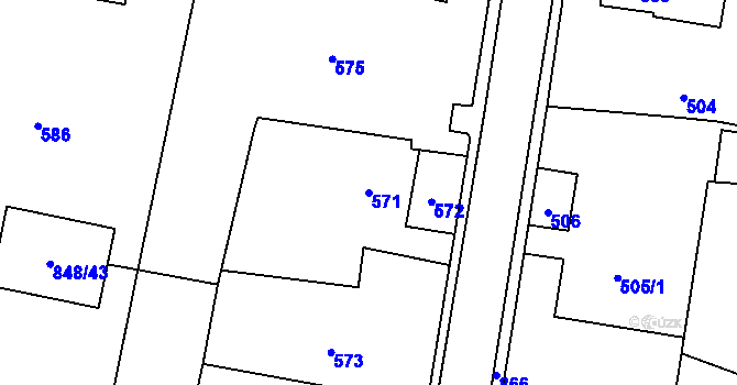 Parcela st. 571 v KÚ Děhylov, Katastrální mapa