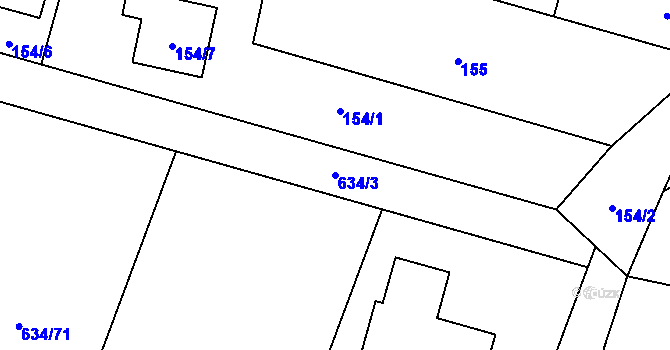 Parcela st. 634/3 v KÚ Děhylov, Katastrální mapa