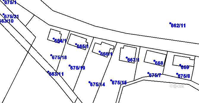 Parcela st. 666/1 v KÚ Děhylov, Katastrální mapa