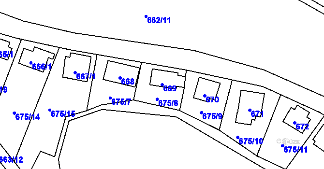 Parcela st. 669 v KÚ Děhylov, Katastrální mapa