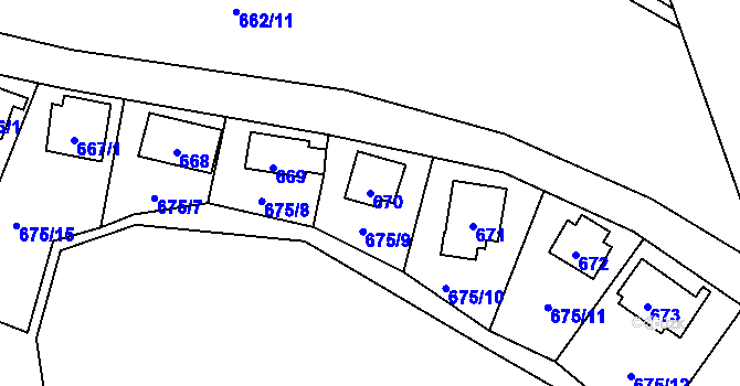 Parcela st. 670 v KÚ Děhylov, Katastrální mapa