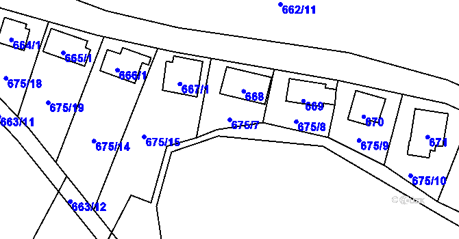 Parcela st. 675/7 v KÚ Děhylov, Katastrální mapa