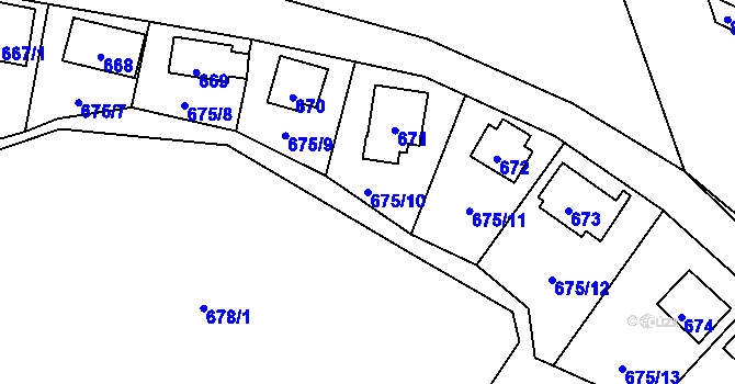 Parcela st. 675/10 v KÚ Děhylov, Katastrální mapa