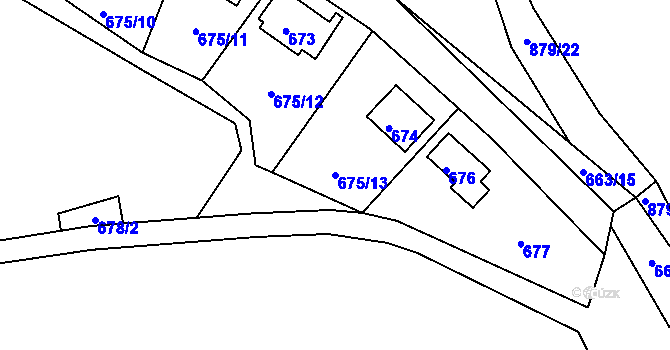 Parcela st. 675/13 v KÚ Děhylov, Katastrální mapa