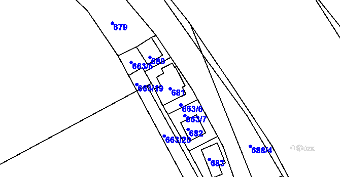 Parcela st. 681 v KÚ Děhylov, Katastrální mapa