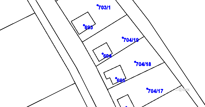 Parcela st. 694 v KÚ Děhylov, Katastrální mapa