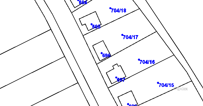 Parcela st. 696 v KÚ Děhylov, Katastrální mapa