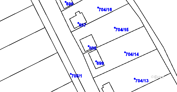 Parcela st. 698 v KÚ Děhylov, Katastrální mapa