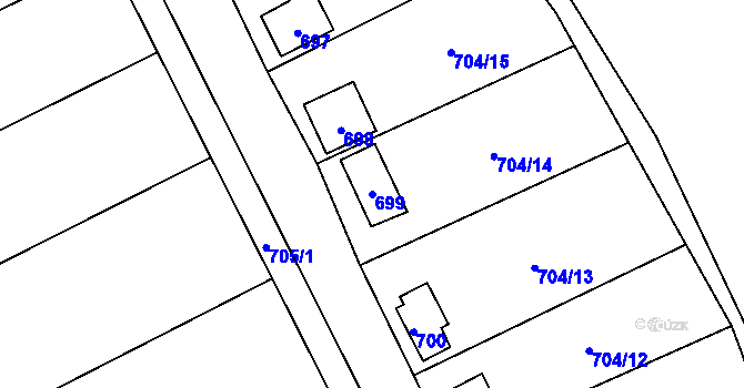 Parcela st. 699 v KÚ Děhylov, Katastrální mapa