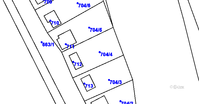Parcela st. 704/4 v KÚ Děhylov, Katastrální mapa