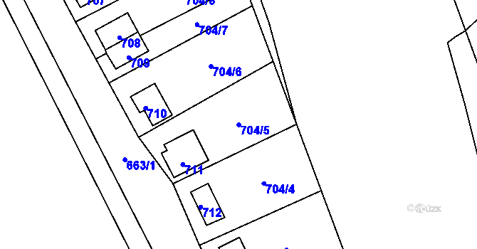 Parcela st. 704/5 v KÚ Děhylov, Katastrální mapa