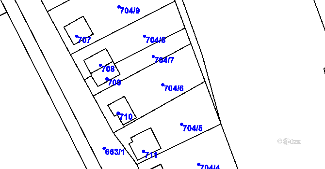 Parcela st. 704/6 v KÚ Děhylov, Katastrální mapa