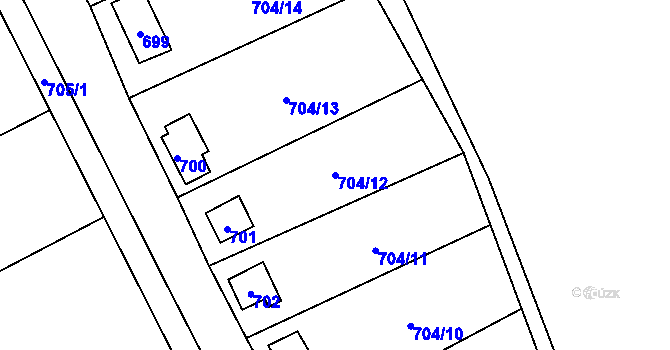 Parcela st. 704/12 v KÚ Děhylov, Katastrální mapa