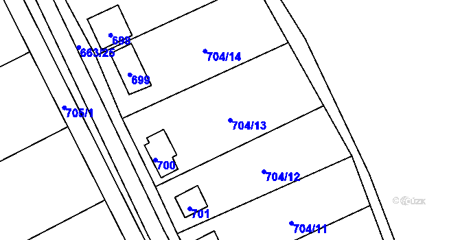 Parcela st. 704/13 v KÚ Děhylov, Katastrální mapa