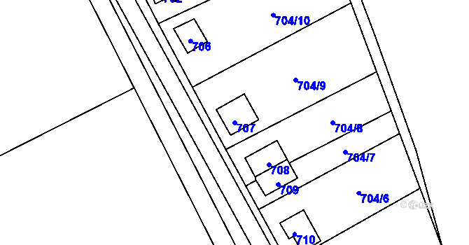 Parcela st. 707 v KÚ Děhylov, Katastrální mapa
