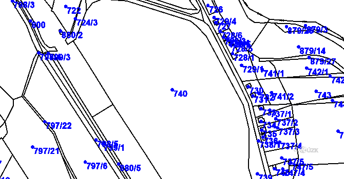 Parcela st. 740 v KÚ Děhylov, Katastrální mapa