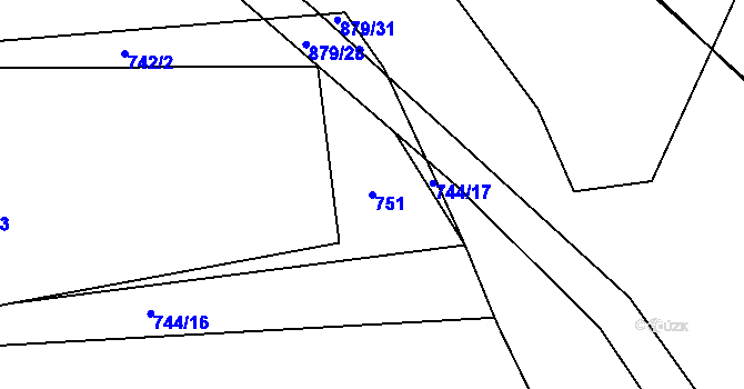 Parcela st. 751 v KÚ Děhylov, Katastrální mapa