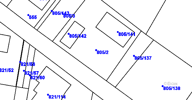 Parcela st. 805/2 v KÚ Děhylov, Katastrální mapa
