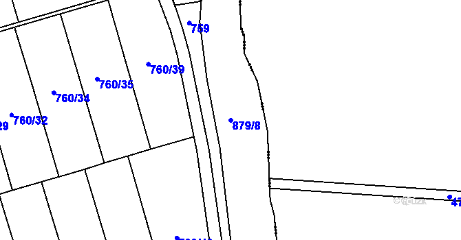 Parcela st. 879/8 v KÚ Děhylov, Katastrální mapa