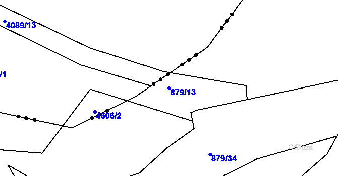 Parcela st. 879/13 v KÚ Děhylov, Katastrální mapa