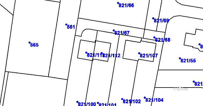 Parcela st. 821/112 v KÚ Děhylov, Katastrální mapa