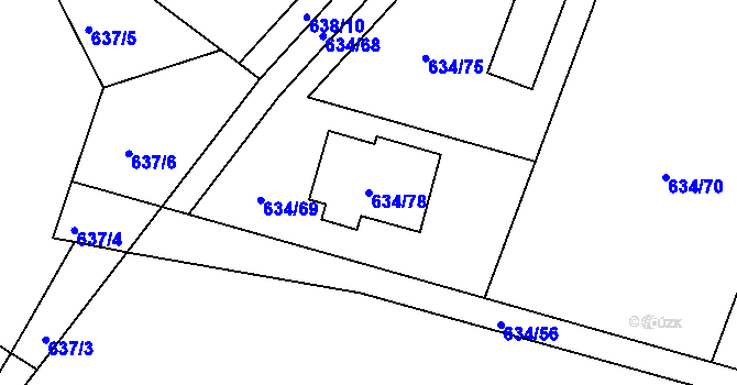Parcela st. 634/78 v KÚ Děhylov, Katastrální mapa