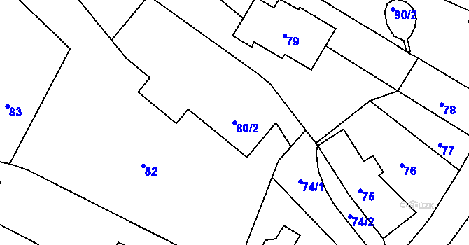 Parcela st. 80/2 v KÚ Děhylov, Katastrální mapa