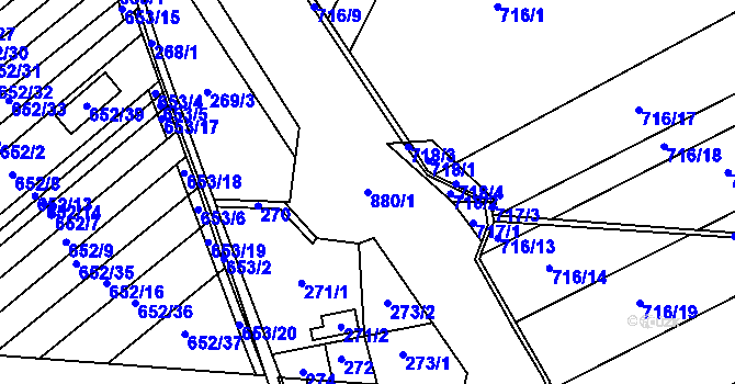 Parcela st. 880/1 v KÚ Děhylov, Katastrální mapa