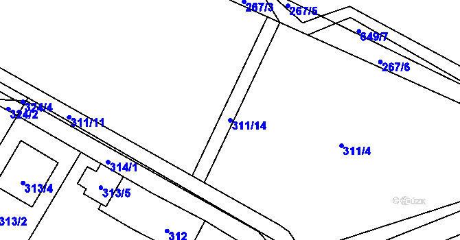 Parcela st. 311/14 v KÚ Děhylov, Katastrální mapa