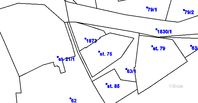 Parcela st. 75 v KÚ Děkanovice, Katastrální mapa