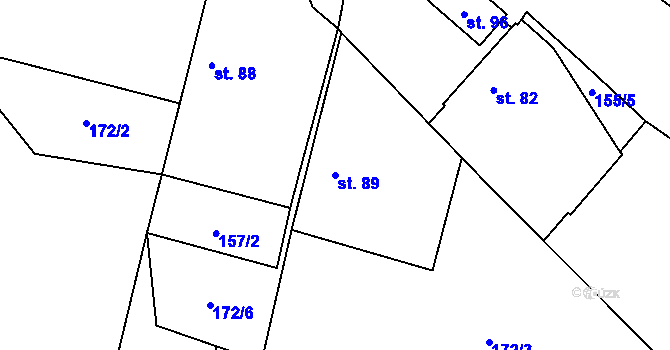 Parcela st. 89 v KÚ Děkanovice, Katastrální mapa