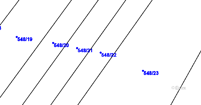 Parcela st. 548/22 v KÚ Děkanovice, Katastrální mapa
