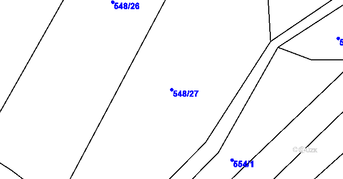 Parcela st. 548/27 v KÚ Děkanovice, Katastrální mapa