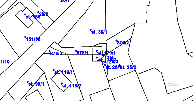 Parcela st. 179/1 v KÚ Děkov, Katastrální mapa