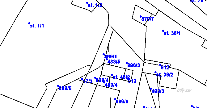 Parcela st. 899/1 v KÚ Vlkov u Rakovníka, Katastrální mapa