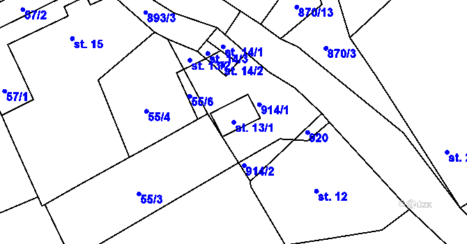 Parcela st. 13/1 v KÚ Vlkov u Rakovníka, Katastrální mapa