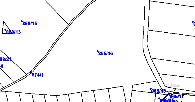 Parcela st. 865/16 v KÚ Vlkov u Rakovníka, Katastrální mapa